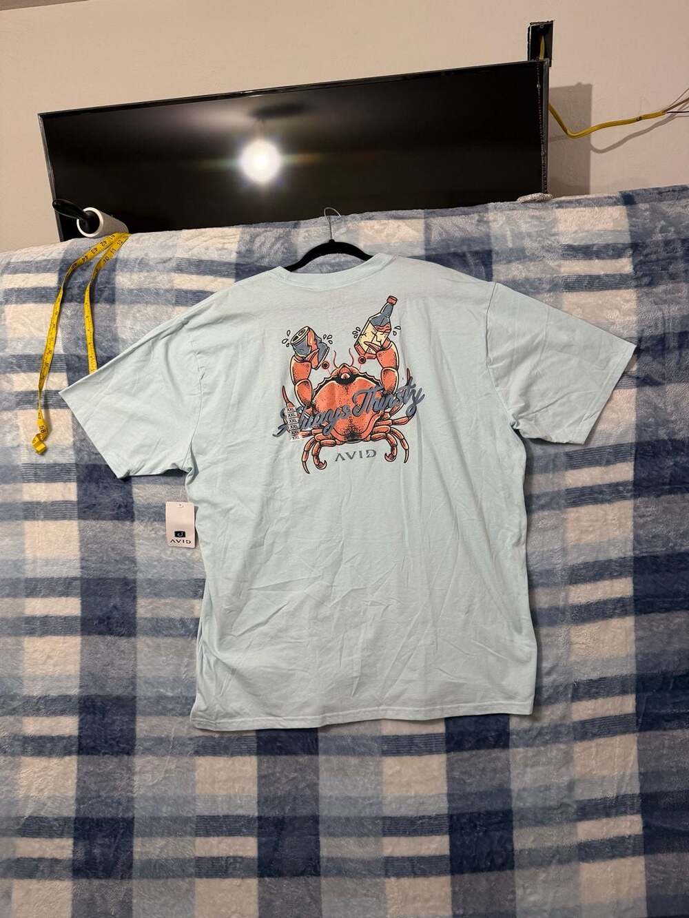 Avid Always Thirsty Crab Graphic T-Shirt Ice Blue 2XL